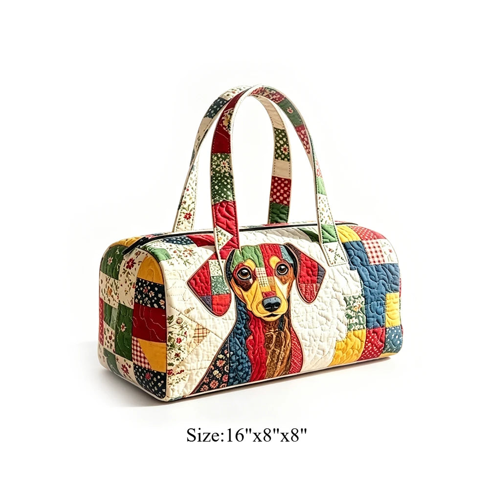 Animal Cow Floral Print Quilted Duffel Bag Weekender Travel Bag Lightweight Overnight Carry On Luggage for Gym Sports Getaway