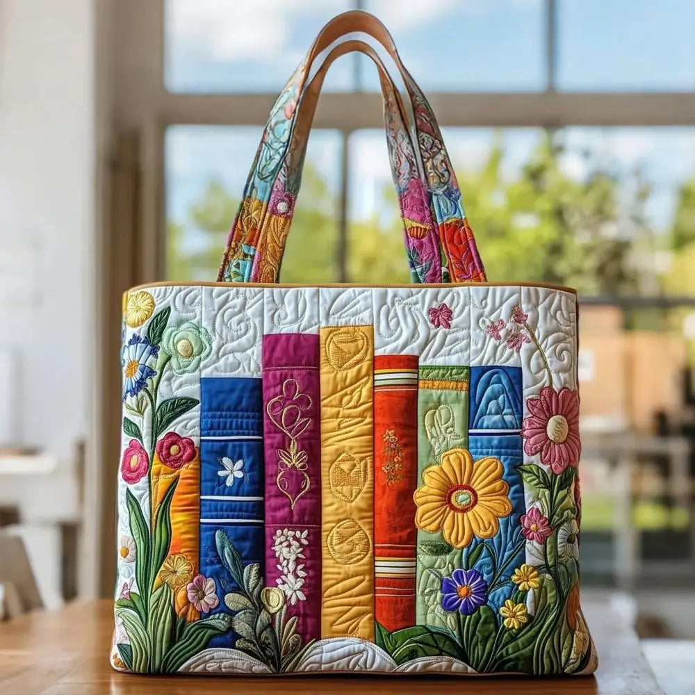 Vintage Quilted Canvas Tote Bag Large Capacity 3D Printed Shopping Handbag