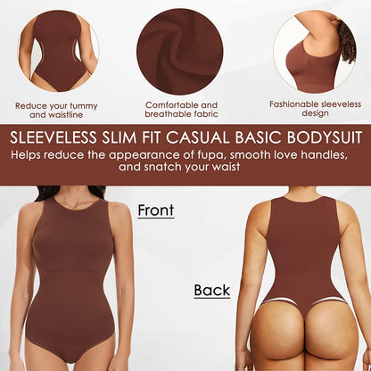 Thongs Bodysuit for Women Tummy Control Shapewear Racerback Top Seamless Body Sculpting Shaper High Neck Jumpsuit Overalls