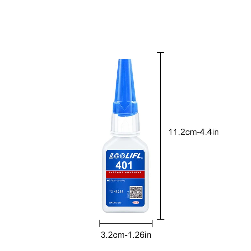 401 super glue upgraded version of cyanoacrylate, quick-drying and quick-dissolving, leather/rubber/wood/metal/glass, strong adhesive liquid glue, 20ml, free glue dropper, factory direct sale