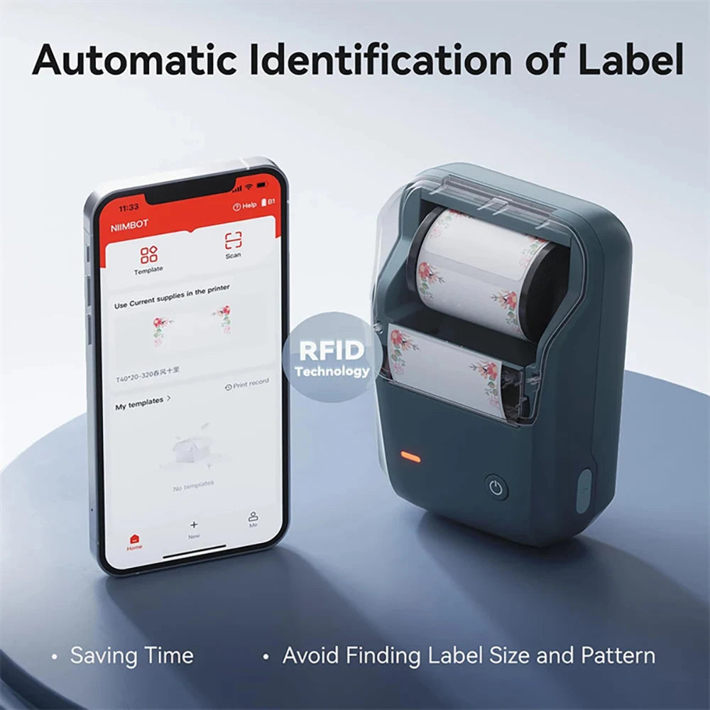 B1 Thermal Label Printer, Bluetooth Wireless Sticker Maker 20–50mm, Portable Inkless Barcode & QR Code Label Printer
