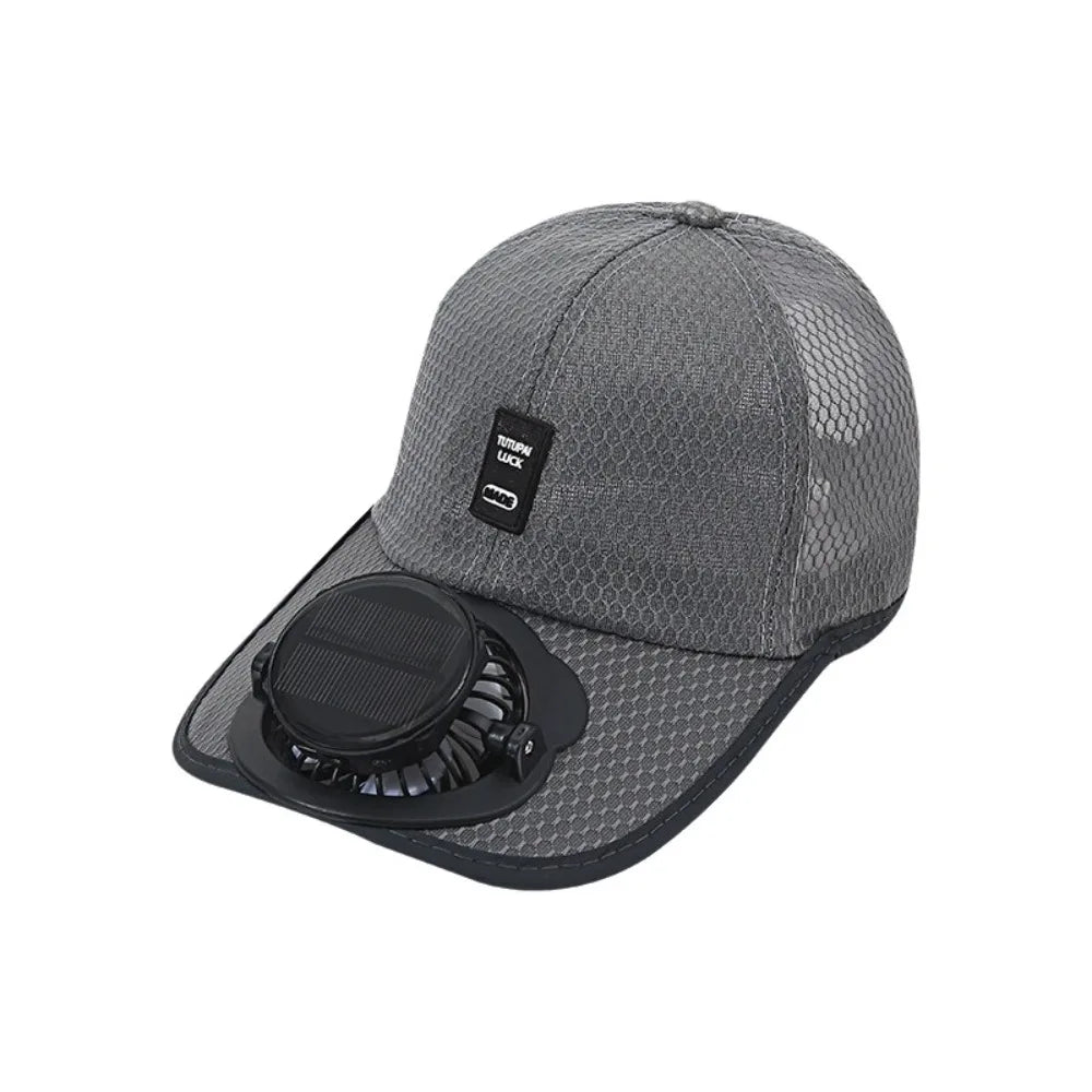 Solar Fan Baseball Cap With Rechargeable Battery