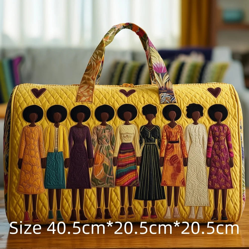 3D Quilted Africa Travel Bag for Women Boho Weekender Bag with African Women Map Print Carry on Luggage Unique Festival Bags