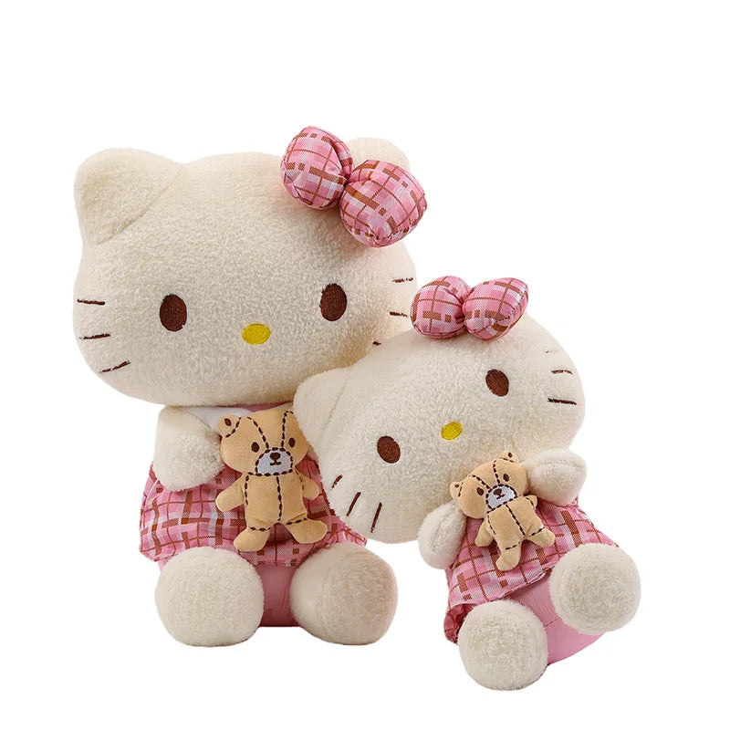 Kawaii Retro Hello Kitty Stuffed Doll Sanrio Plush Toy Kids Anime Birthday Gift Wholesale Large Sanrio Kitty Soft Stuffed Doll