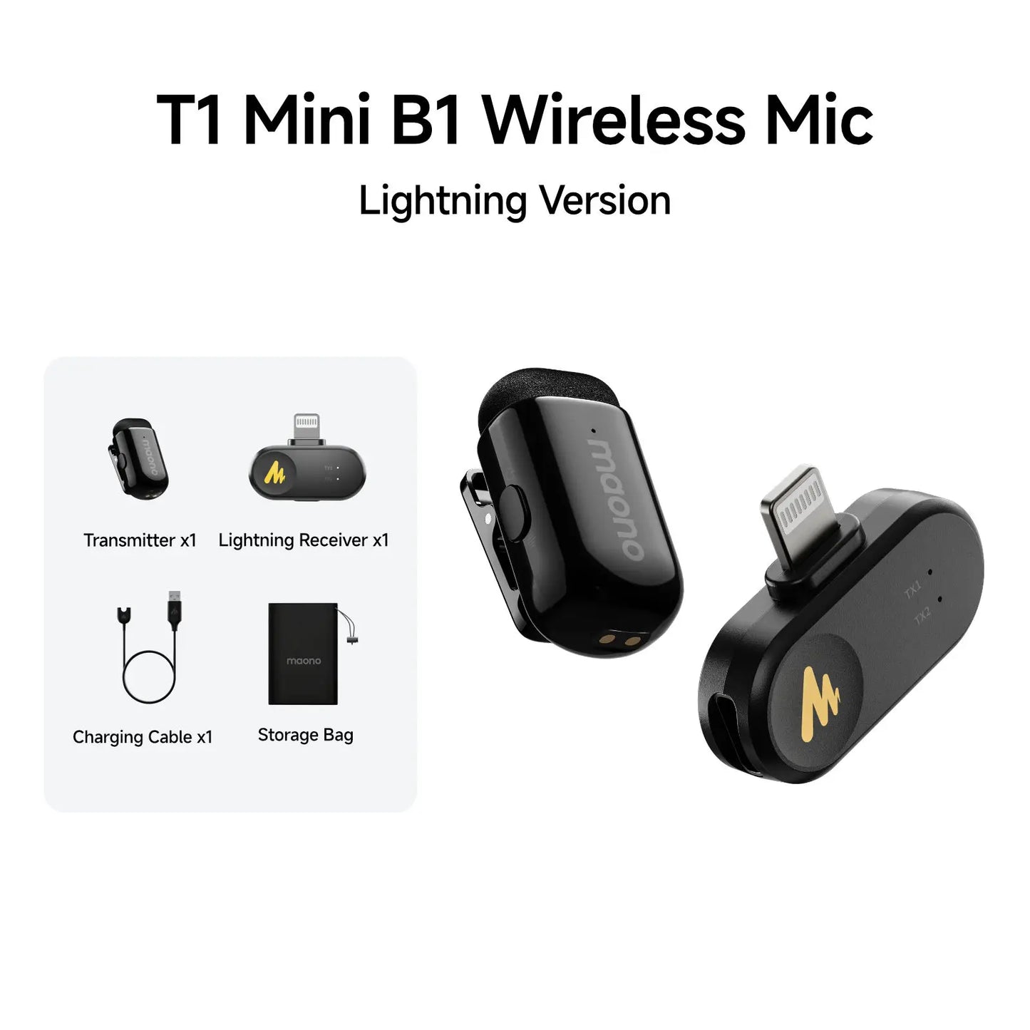 Wireless Lavalier Microphone with AI Noise Cancellation for iPhone Android PC