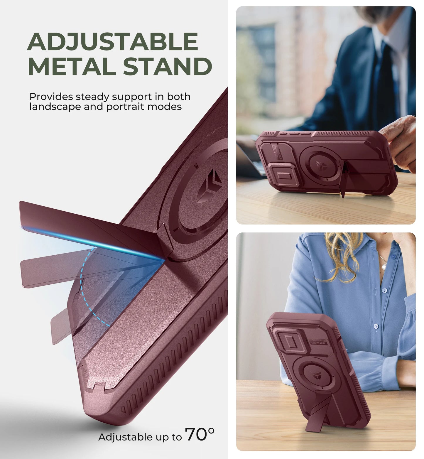 For iPhone 16 Pro Case with MagSafe Rugged Armor Shockproof  with Built-in Sliding Camera Cover Built-in Screen Protector holder