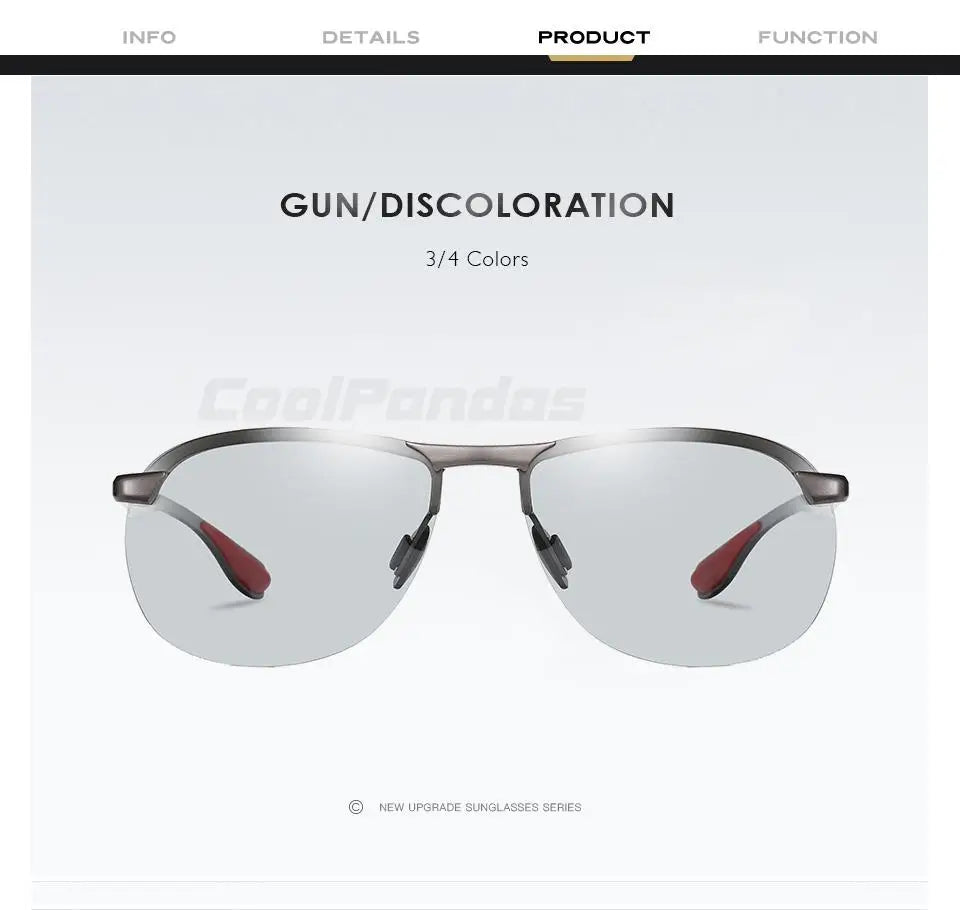 Rimless Photochromic Polarized UV400 Aluminum Driving Sunglasses for Men Women