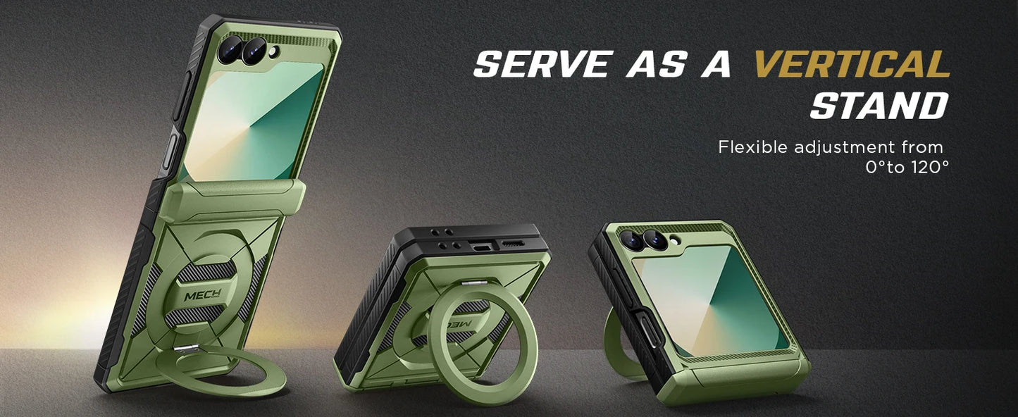 Stand for Z Flip 6 Case with Ring Kickstand Hinge Protection Screen Protector Full Body Protection Magsafe Phone Case