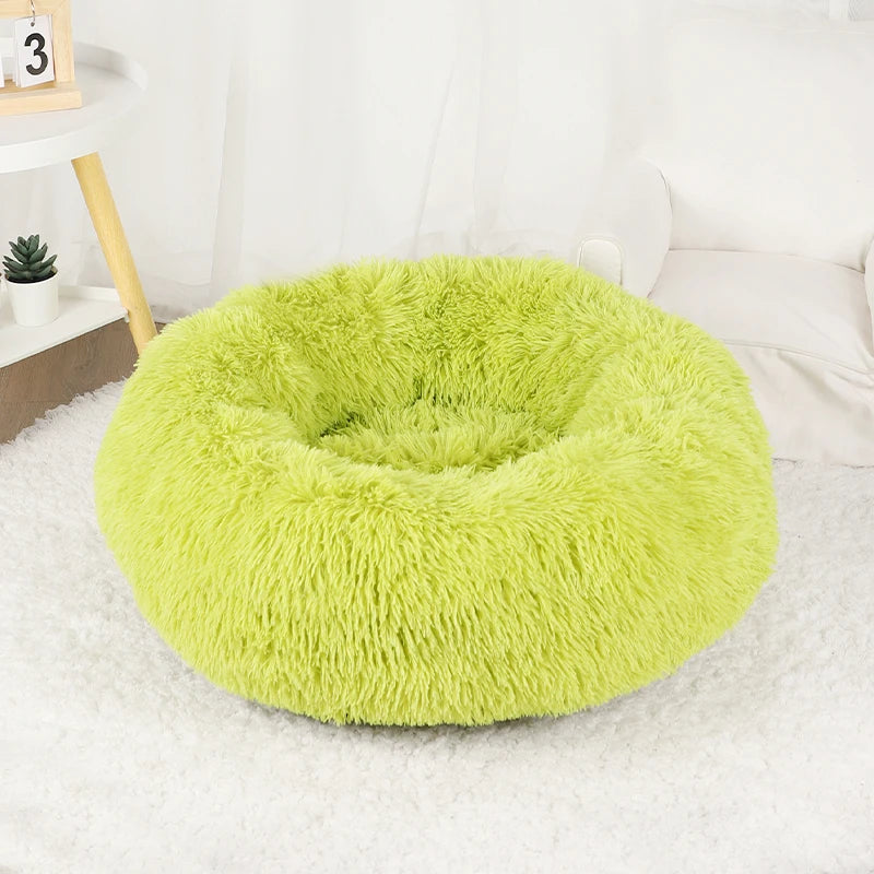 Plush Donut Dog Bed Washable Pet Cushion