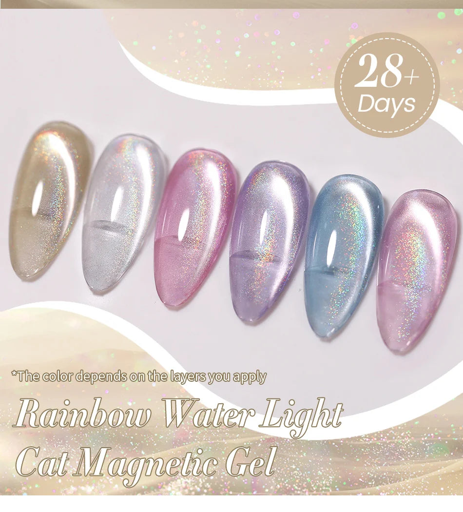 10ml Rainbow Purple Water Light Cat  Gel Nail Polish Shining Super Sliver-light Holographic Soak Off UV Gel