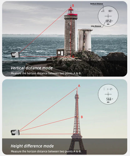 1200m USB Type-C Rechargeable Laser Rangefinder Golf Telescope 650m with Slope Adjusted Flag-Lock Vibration Distance Meter