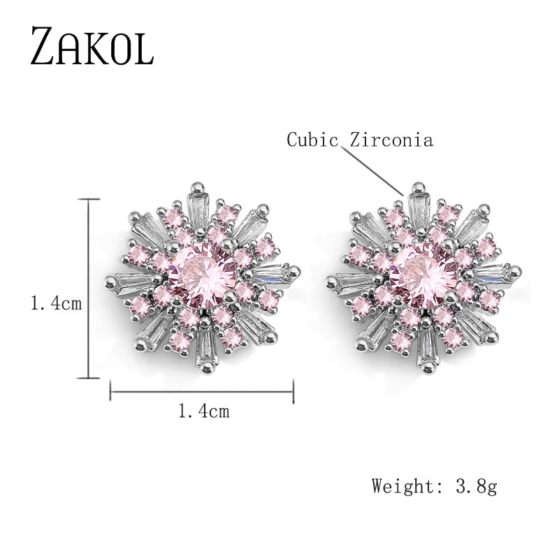 Korean Cute Green Snowflake Stud Earrings