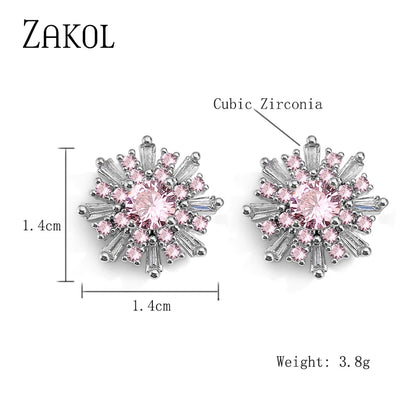 Korean Cute Green Snowflake Stud Earrings