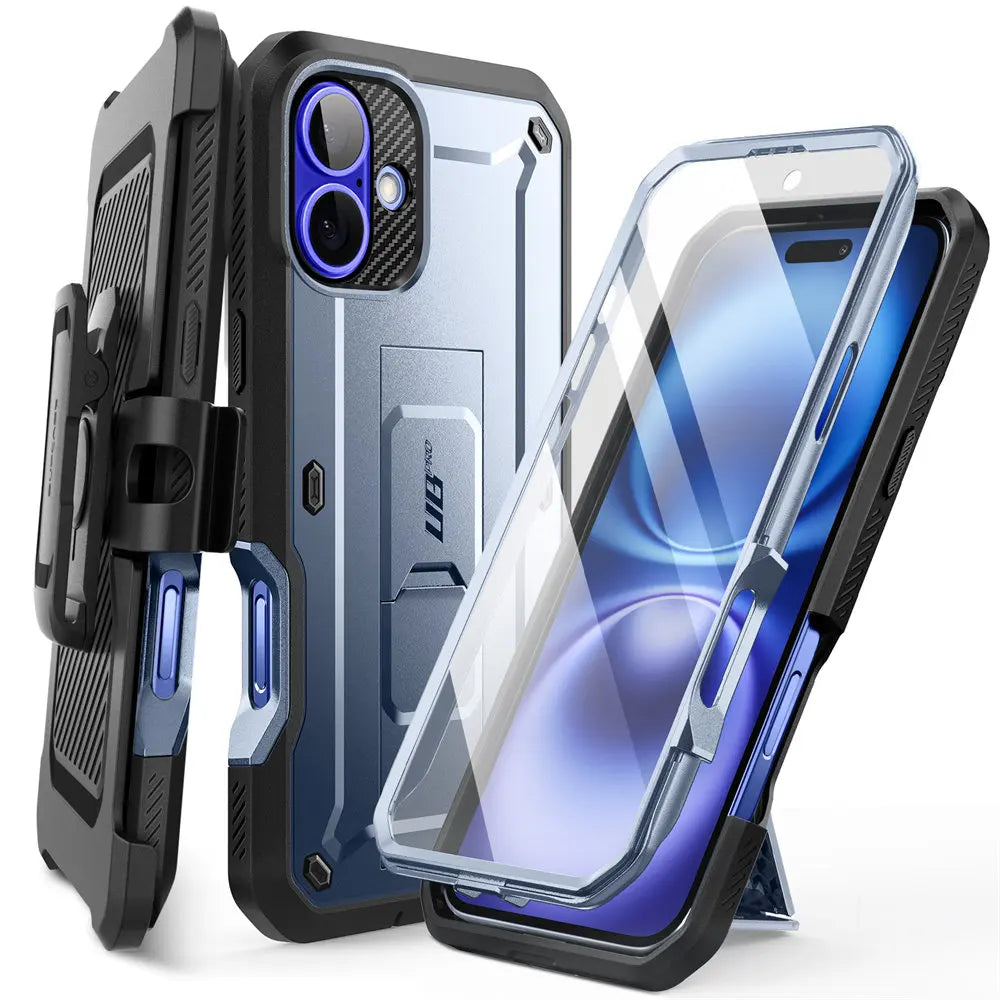 For iPhone 16 Case 6.1" (2024) UB Pro Full-Body Heavy Duty Rugged Phone Case with Built-in Screen Protector