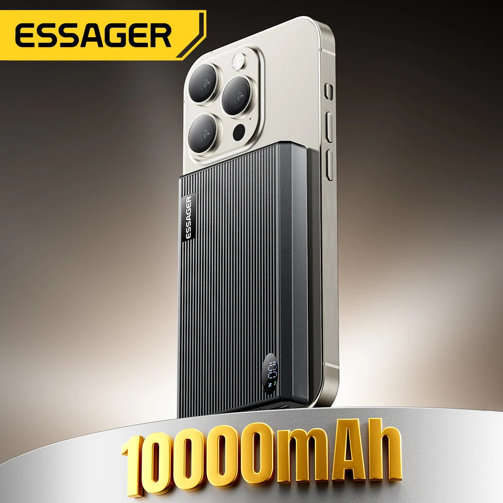 10000mAh Magnetic Power Bank 20W PD Wireless Fast Charging Slim Portable Charger for iPhone MagSafe