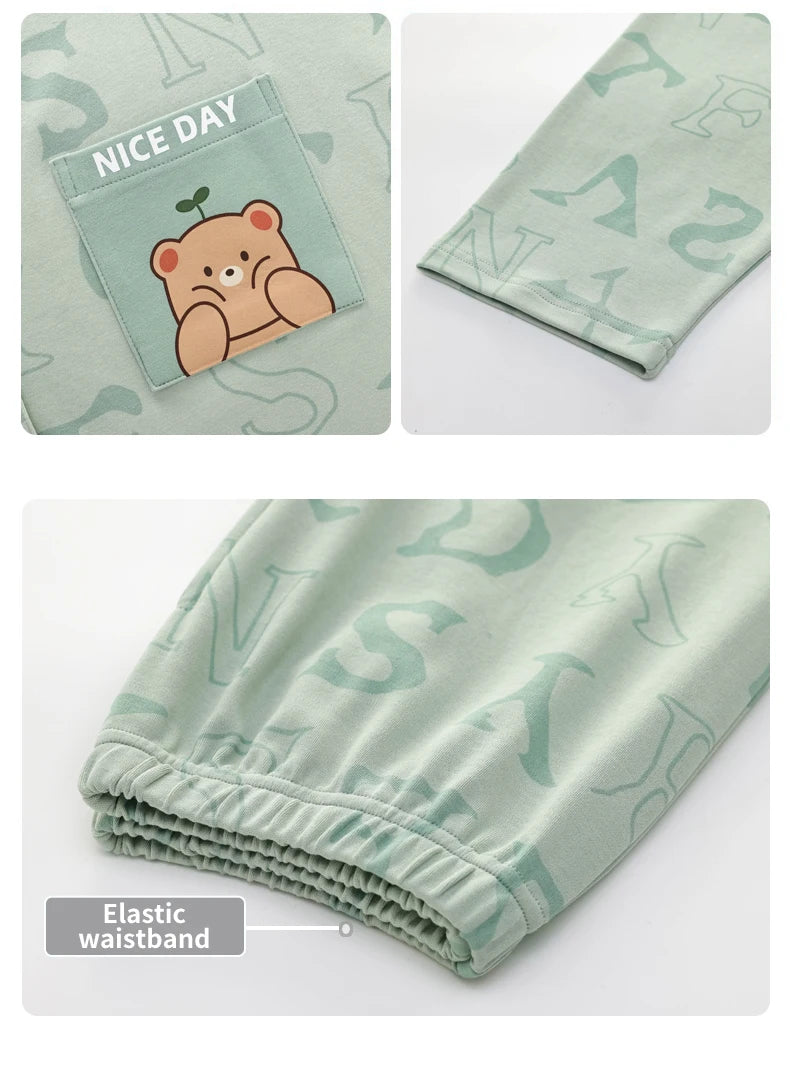 Women’s Winter 100% Cotton Pajama Set – Loose Fit, Turn-Down Collar, Long Sleeves, Cute Pink