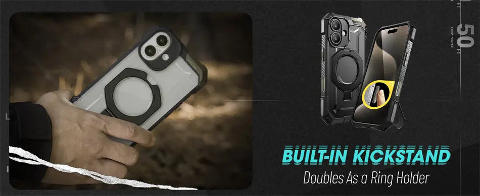 For iPhone 16 Case with Camera Control Capture Button UB Grip Heavy Duty Rugged  MagSafe Phone Case with Stand