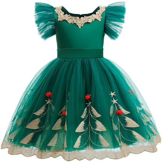Christmas Green Princess Party Gown Formal Evening Dress