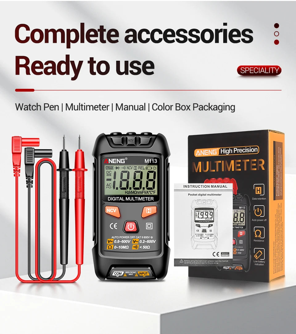 Mini Digital Multimeter AC/DC Voltage Meter 1999 Counts Multimetro Ohm NCV Electricity Tools Measuring Instruments