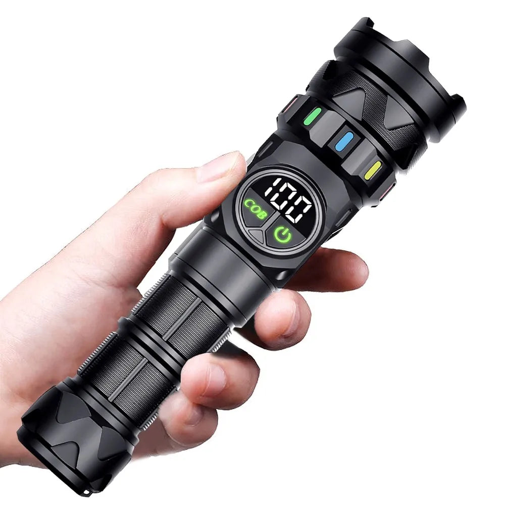 5000 Lumen Rechargeable LED Flashlight With COB Side Light