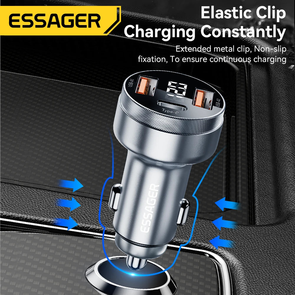 80W USB C Car Charger PD 3.0 QC 4.0 Fast Charging 3 Port Adapter with Digital Display