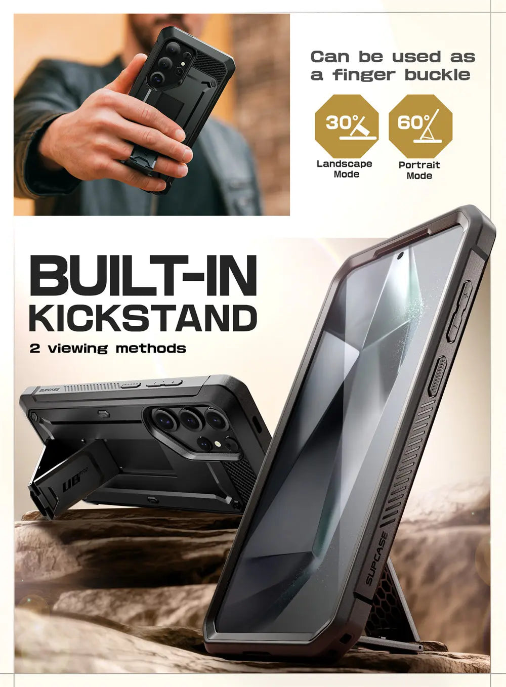 For Samsung Galaxy S25 Ultra Case UB Pro Full-Body Dual Layer Rugged Belt-Clip Phone Case with Built-in Screen Protector