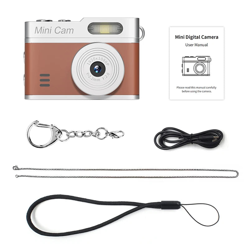 1080P Pocket Action Camera Portable with LED Retro Camera Outdoor Bodycam Mini Keychain Digital Cam 0.96-inch HD Video Recorder