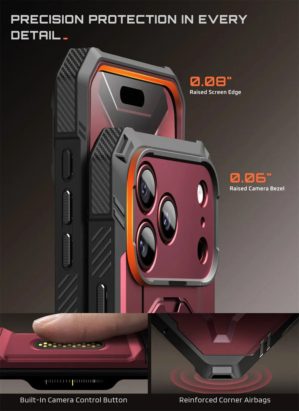 Rugged Magnetic Phone Case with Tempered Glass Screen Protector and Aluminium Kickstand for iPhone 17 Pro and iPhone 18 Pro