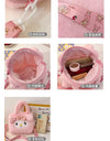 Sanrio Cartoon Plush Shoulder Bags Hello Kitty Kuromi Melody Cute Crossbody Bag Anime Children Handbag
