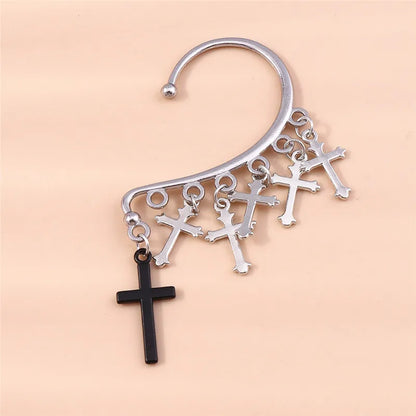 1Pc Fashion Punk Cross Clip Earring for Teens Ear Cuffs Zinc Alloy Cool Jewelry Vintage Retro Metal Earrings