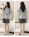 2-Pcs Women’s Cotton Pajama Set – Breathable Short Sleeve Summer Sleepwear with Cute Prints