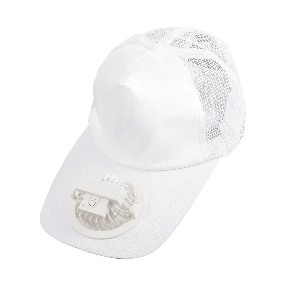 Solar Fan Baseball Cap With Rechargeable Battery