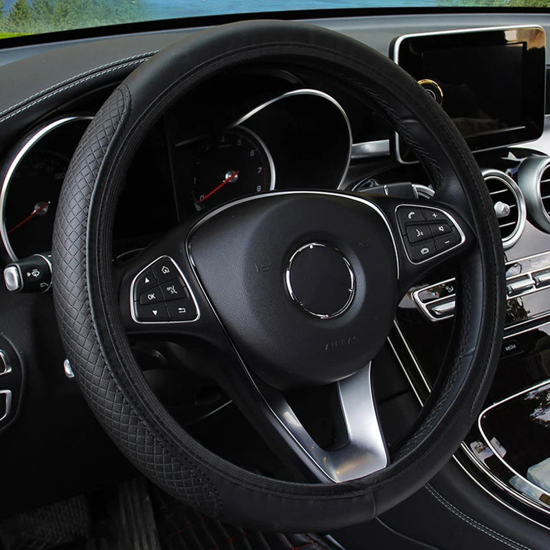 Universal Microfiber Leather Car Steering Wheel Cover 37CM 39CM