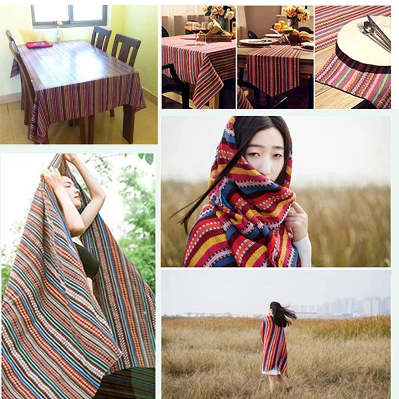 Thicken Cotton Linen Fabric, Ethnic Fabric, Polyester Printed Cloth, Pillow, Curtain Decorative Cloth, DIY Handmade, 20Colors