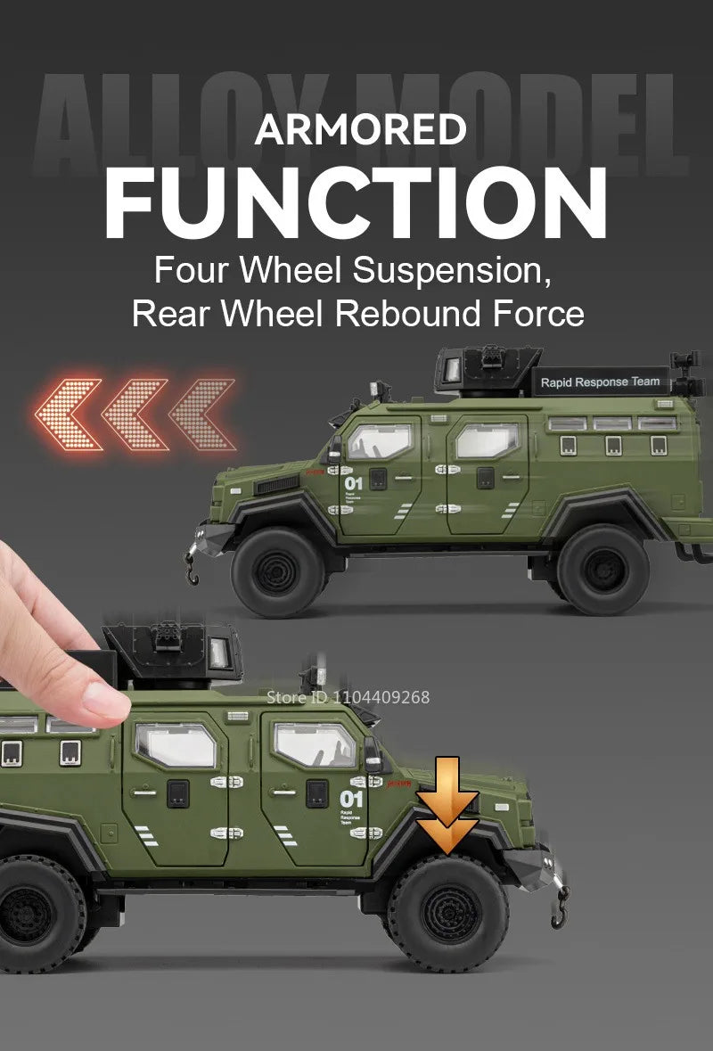 Scale 1:24 Sabertooth Car Model Toy Doors Opened Pull Back Metal Diecast Shock Absorption Armored Vehicles Desktop Ornaments
