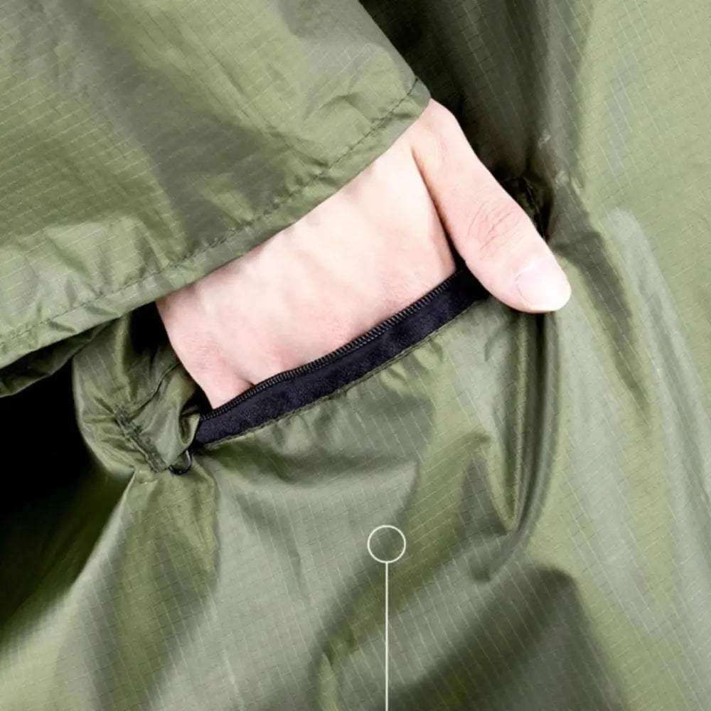 Three in One Waterproof Rain Poncho with Hood and Sleeves for Hiking