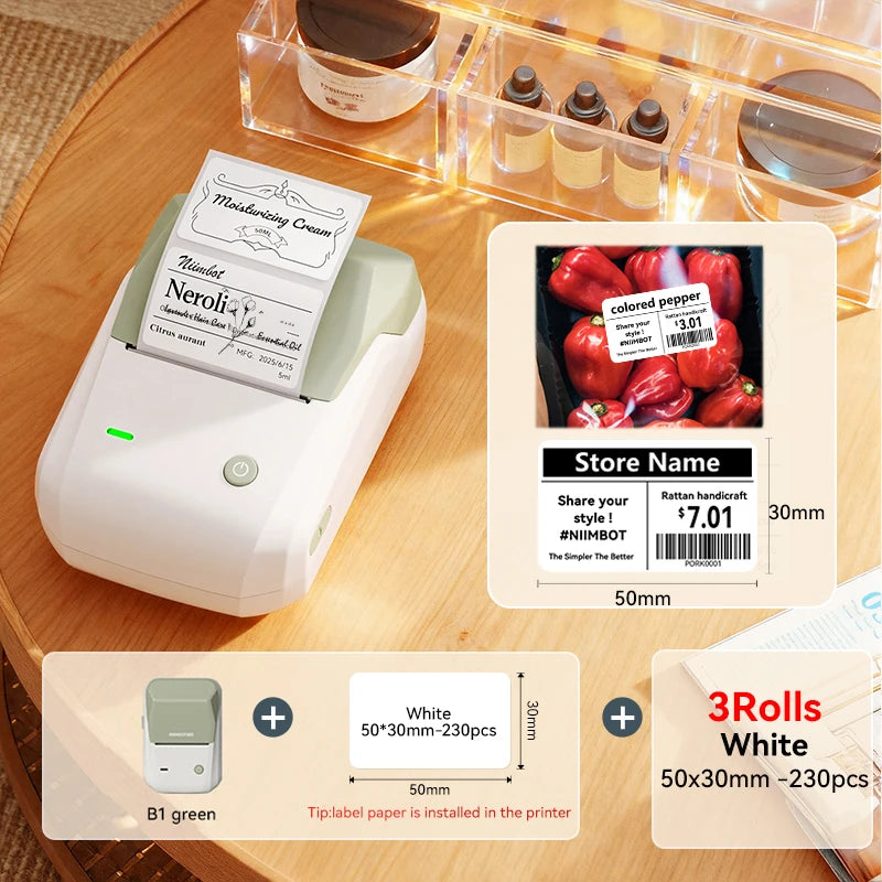 B1 Portable Thermal Label Printer 2 Inch, Bluetooth Mini Sticker Maker, Wireless Inkless Label Printer for Smartphone & PC