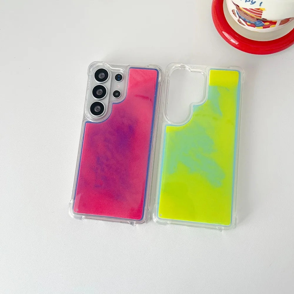 Noctilucent Quicksand Glitter Phone Case for Samsung Galaxy S26 Ultra / S25 Plus / S24 / S23 – Shockproof TPU PC Back Cover