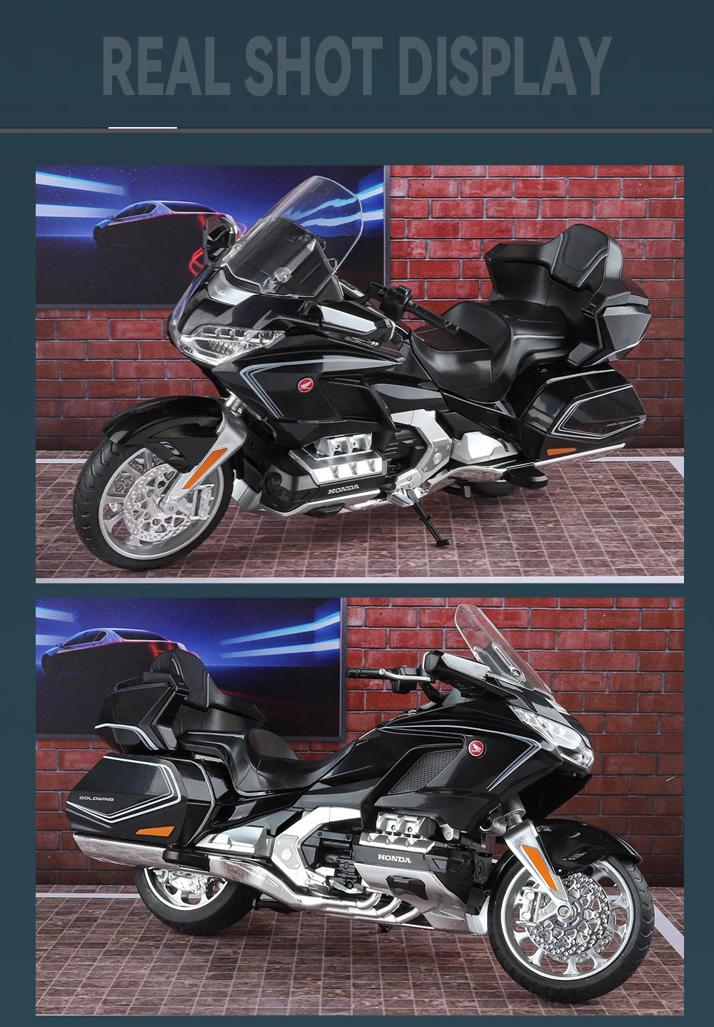 Diecast Honda Gold Wing GL1800 2021 Touring Motorcycle Model 1 to 11 Scale