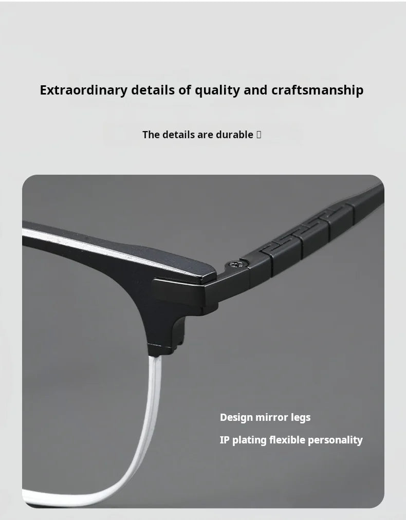 Mens Retro Oval Lightweight Pure Titanium Eyeglasses Frames