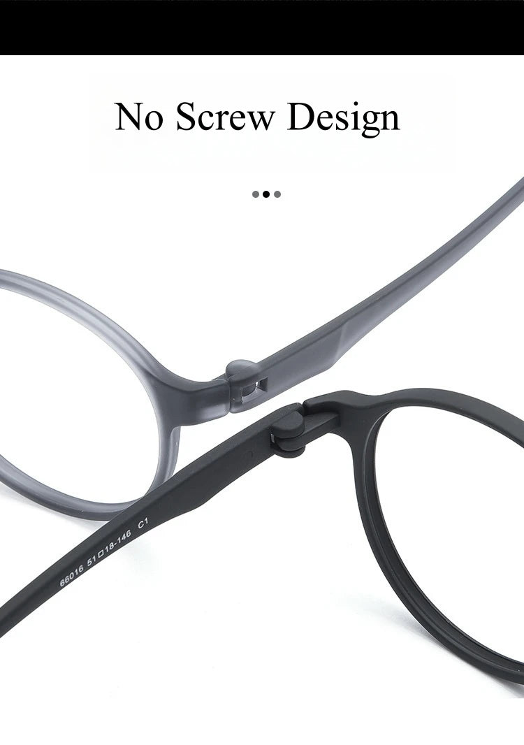 Lightweight Flexible Retro Round Plastic Eyeglasses Frames