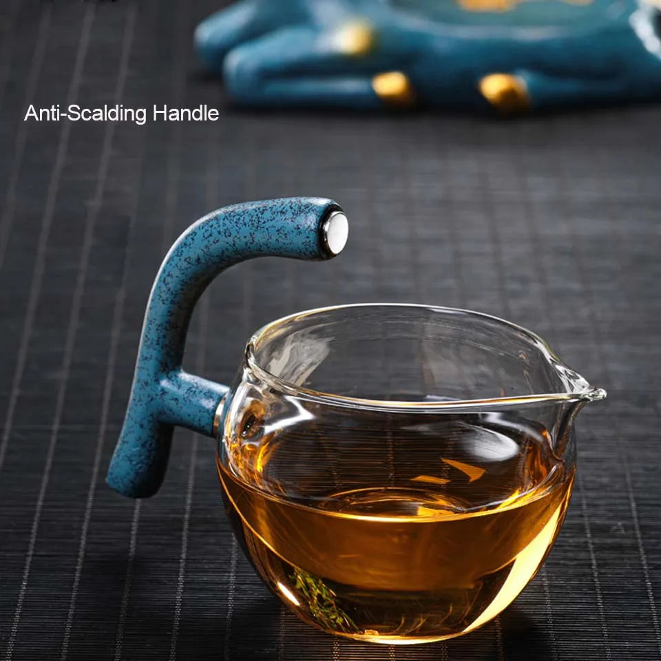 Kungfu Glass Tea Set, Creative Deer Teapot,  Water Diversion, Tea Infuser, Turkish Drip Pot with Base