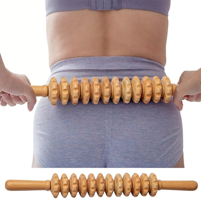 Wood Roller for Stomach Cellulite, Wooden Therapy Massage Tools for Body Shaping,Wood Rolling Massage Stick for Back Pain Relief