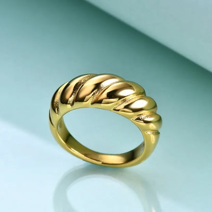 18k Gold Plated Titanium Steel Bread Ring For Women