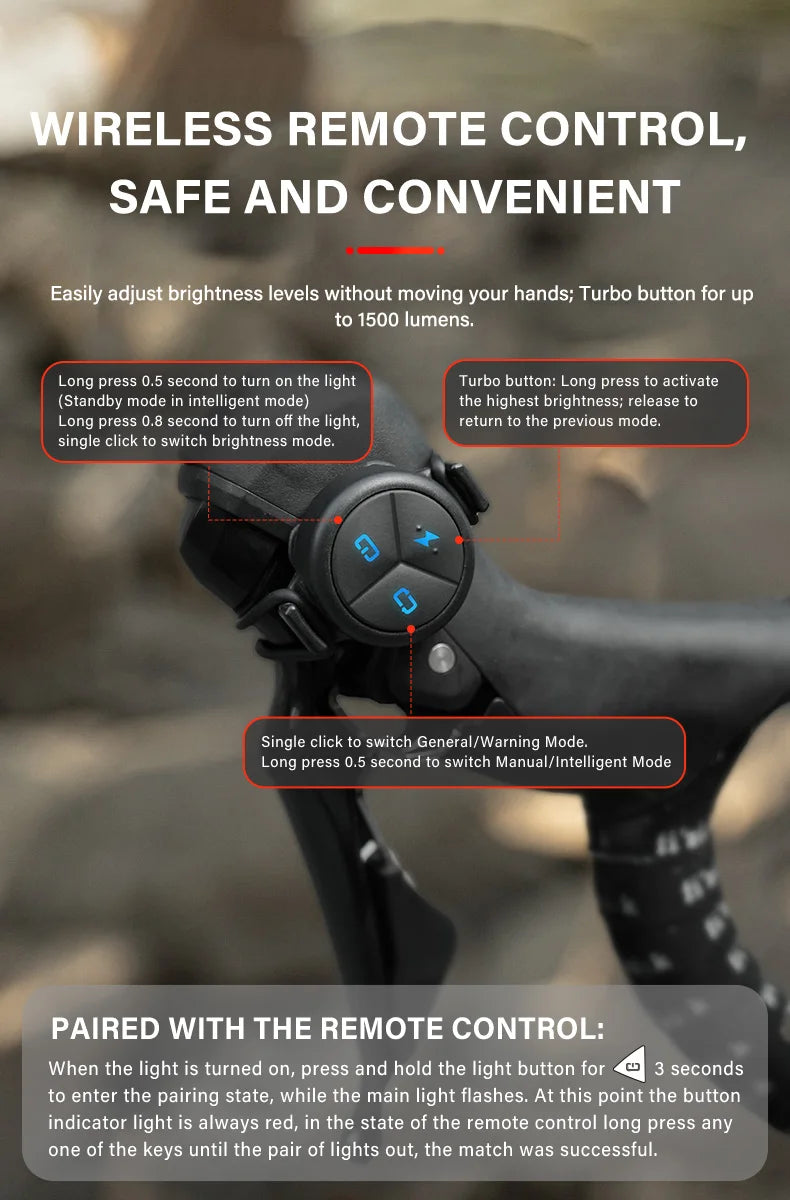 DL1200S Bicycle Light With Anti-Glare Cut-Off Line Beam 1500LM Rechargeable Led Bike Front Lights Mtb Cycling Headlights