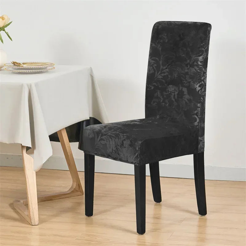 1PC Stretch Dining Chair Cover Jacquard Solid Color Chairs Slipcovers Elastic Soft Seat Covers for Banquet Wedding Hotel Decor