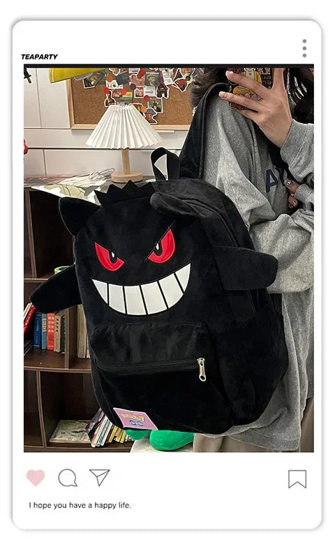 Gengar Plush Backpack Large Capacity Soft Shoulder Bag