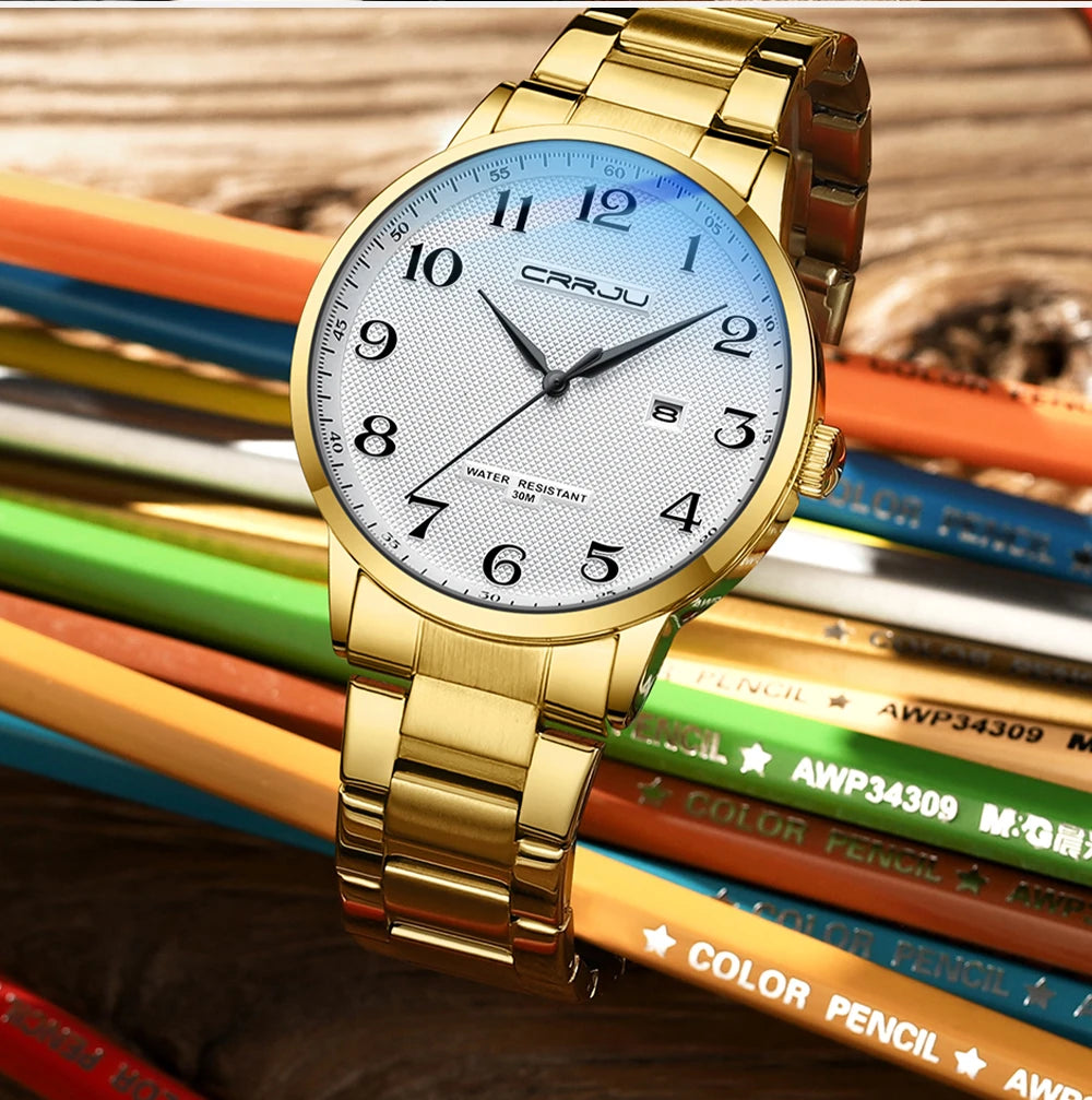 New Fashion Men's Watches Stainless Steel Top Brand Luxury Waterproof Men Quartz Wristwatches Relogio Masculino