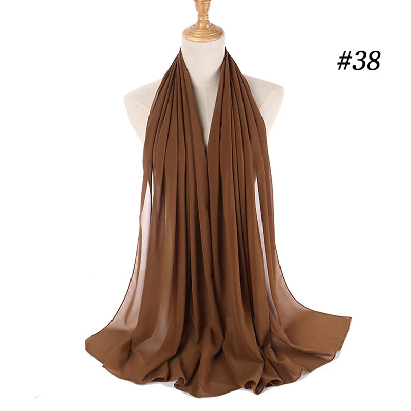 Muslim Chiffon Hijab Women Bubble Chiffon Scarf For Women Ladies Veil Muslim Islam Solid Color Malaysia Wrap Scarves