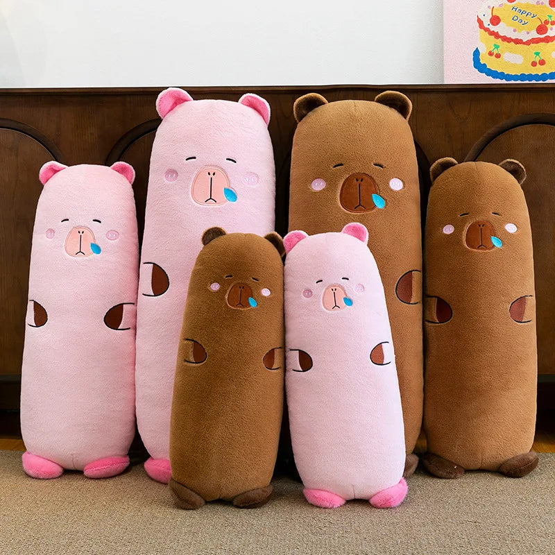 Kawaii Capybara Plush Toy Stuffed Animal Pillow Cuddly Long Body Doll for Kids Birthday Xmas Gift Soft Filled Plushie for Girls